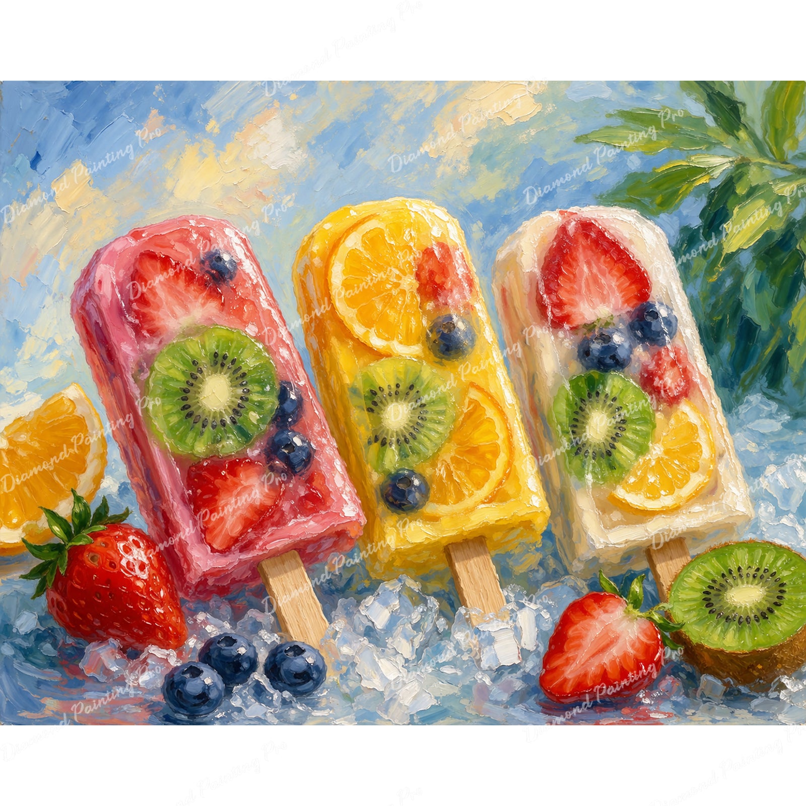 Summer Fruit Popsicles Diamond Art Design - Full Drill with 5d Square or Round Diamonds / AB Drills Available