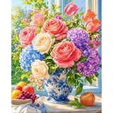 Sunlit Window Bouquet Diamond Art Design - Full Drill with 5d Square or Round Diamonds / AB Drills Available