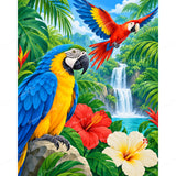 Tropical Paradise Macaw Diamond Art Design - Full Drill with 5d Square or Round Diamonds / AB Drills Available