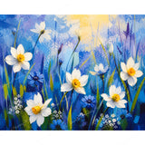 White Daisy Blooms Diamond Art Design - Full Drill with 5d Square or Round Diamonds / AB Drills Available