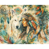 Wolf and Dreamcatcher Diamond Art Design - Full Drill with 5d Square or Round Diamonds / AB Drills Available