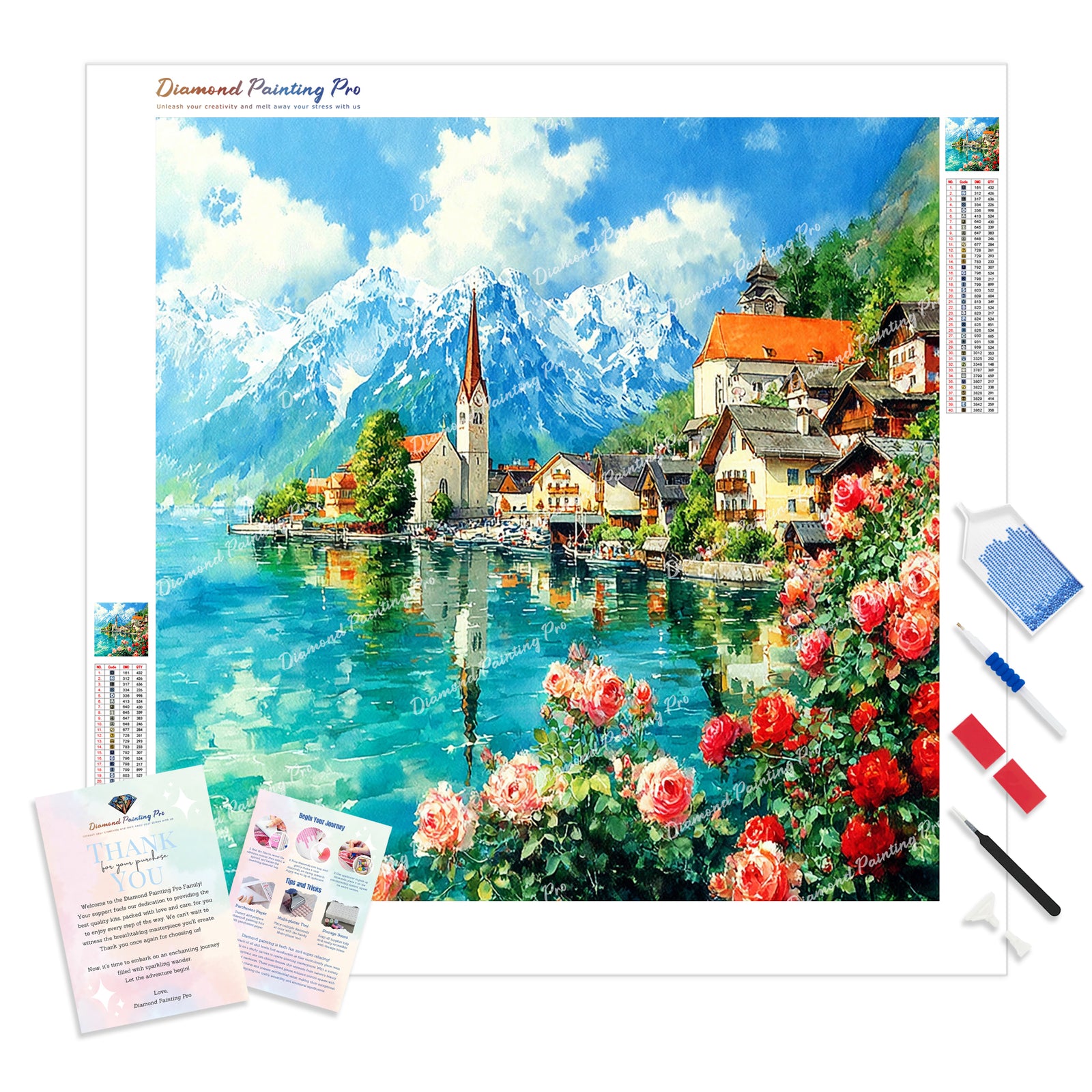 Lakeside Village Diamond Painting Kit - Full Drill / Square or Round Diamonds with AB Drills Option