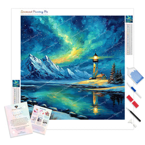 Lighthouse Under Aurora | Diamond Painting