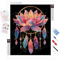 Lotus Dreamcatcher Diamond Painting Kit - Full Drill / Square or Round Diamonds with AB Drills Option