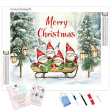 Merry Christmas Gnomes Diamond Painting Kit - Full Drill / Square or Round Diamonds with AB Drills Option