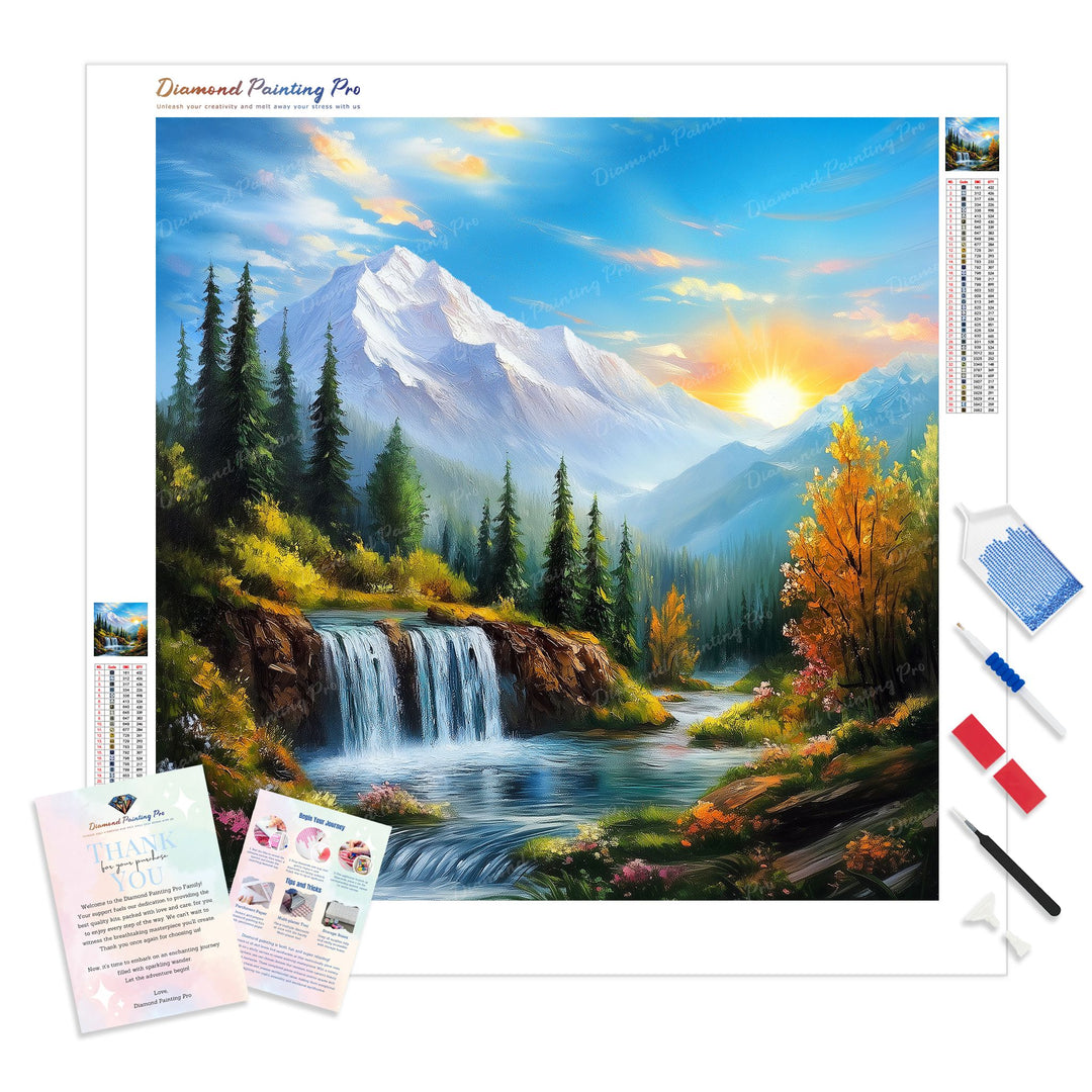 Morning Falls Diamond Painting Kit - Full Drill / Square or Round Diamonds with AB Drills Option