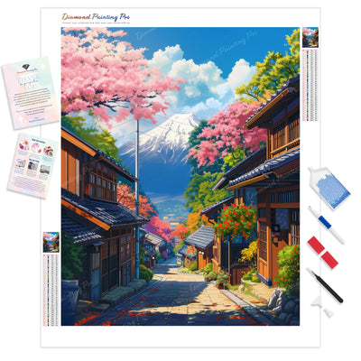 Mt Fuji Cherry Blossom Path | Diamond Painting