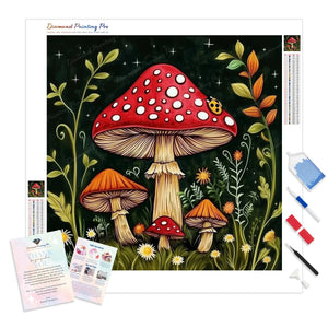 Mushrooms and Ladybug | Diamond Painting