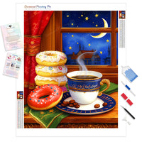 Nighttime Donut Delights | Diamond Painting Kit - Full Drill - Square or Round Diamonds with AB Drills Option