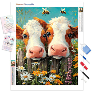Noses in the Daisies Diamond Painting Kit - Full Drill / Square or Round Diamonds with AB Drills Option
