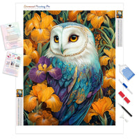 Owl and Bloom | Diamond Painting Kit - Full Drill - Square or Round Diamonds with AB Drills Option