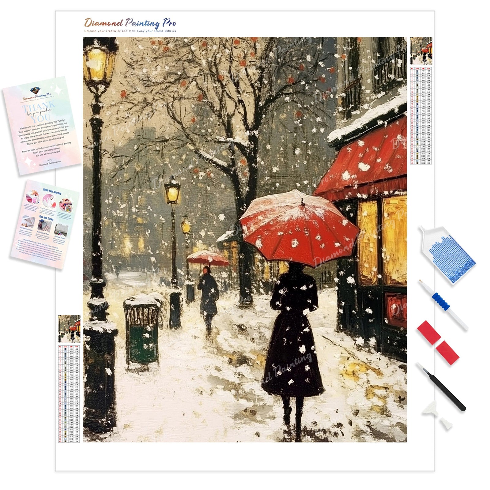 Parisian Winter Stroll Diamond Painting Kit - Full Drill / Square or Round Diamonds with AB Drills Option