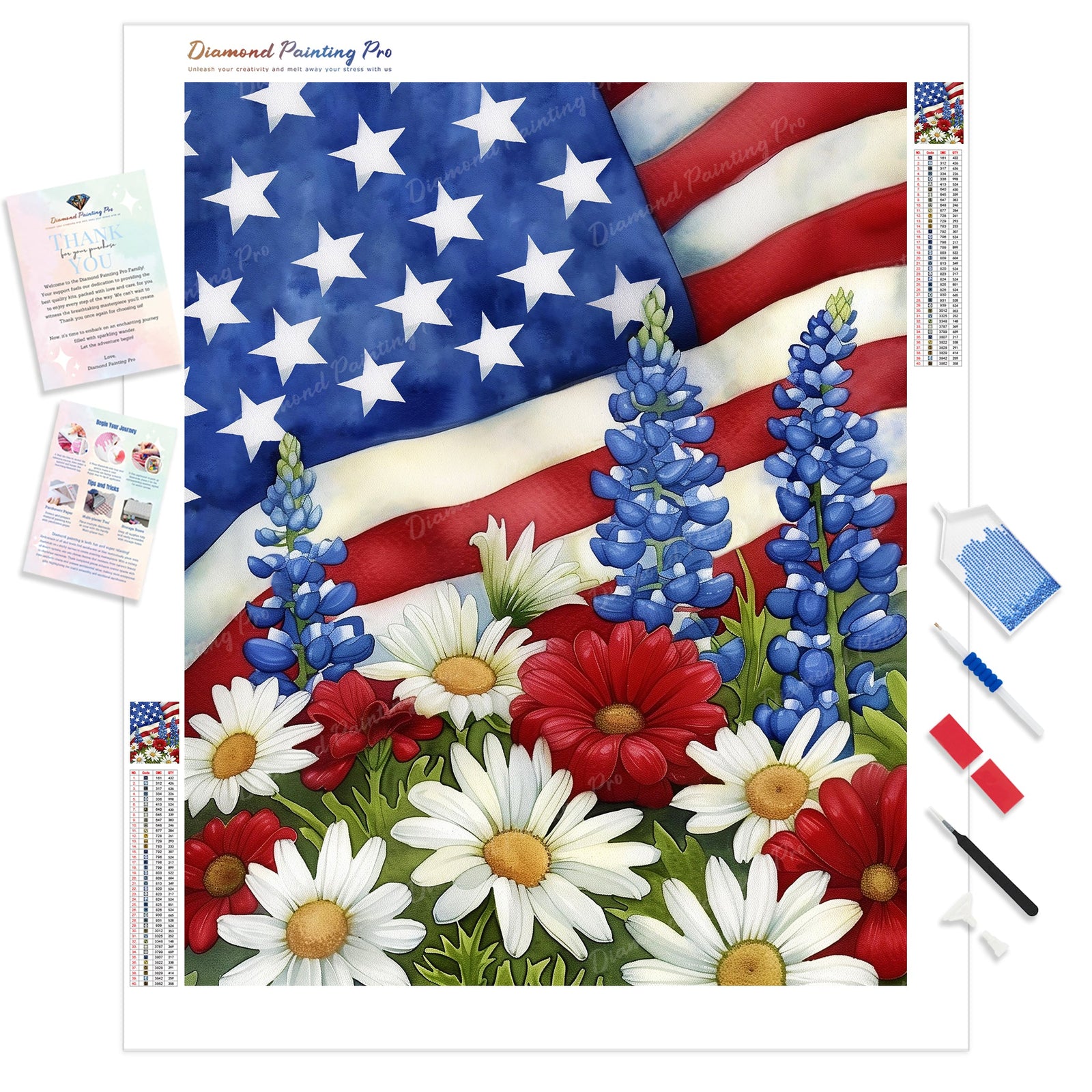 Patriotic Garden | Diamond Painting Kit - Full Drill - Square or Round Diamonds with AB Drills Option