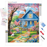 Patriotic Summer Garden Diamond Painting Kit - Full Drill / Square or Round Diamonds with AB Drills Option