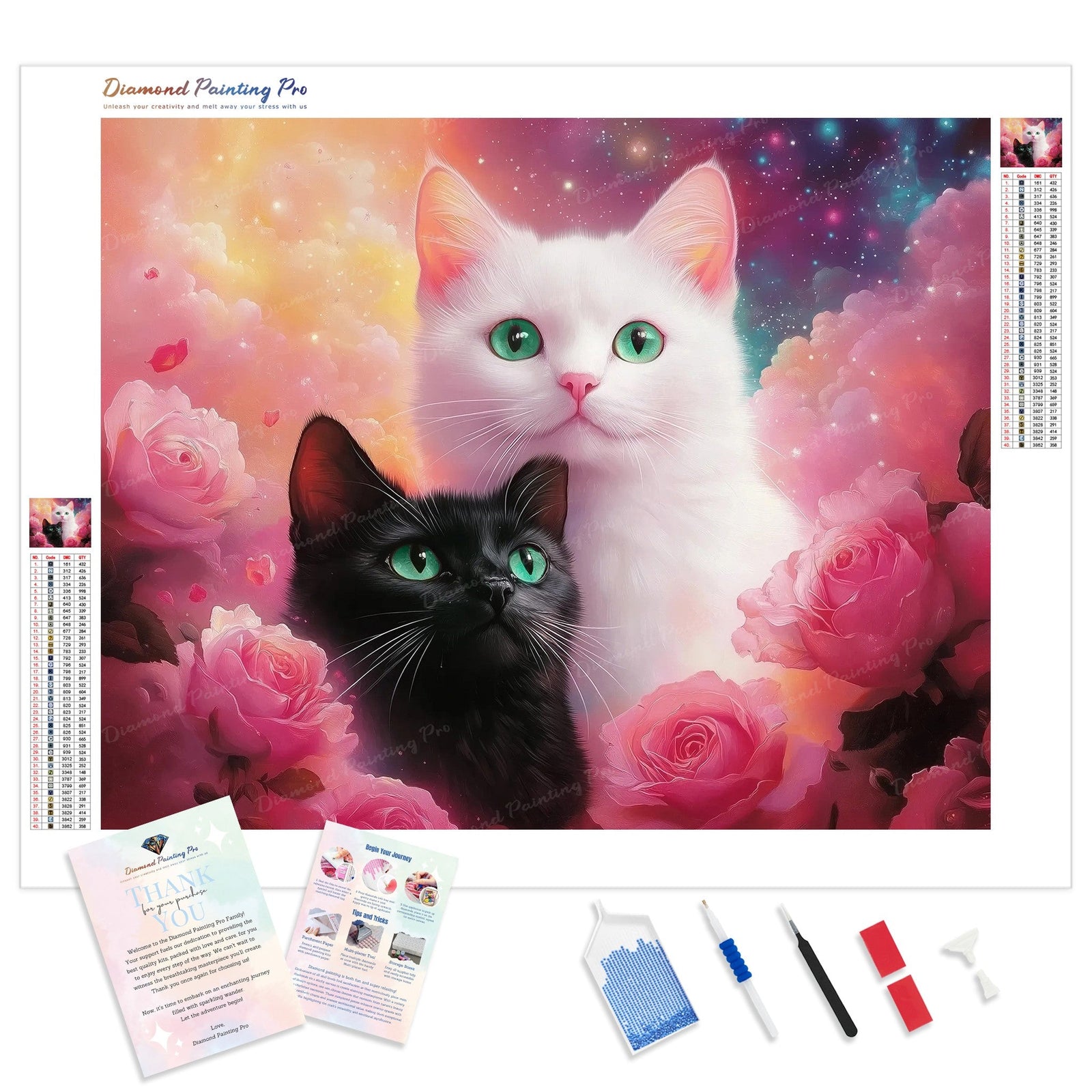 Paws Among the Petals Diamond Painting Kit - Full Drill / Square or Round Diamonds with AB Drills Option