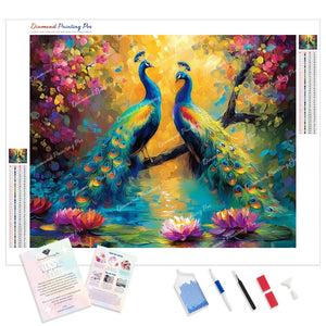 Peacocks in Enchanted Garden | Diamond Painting