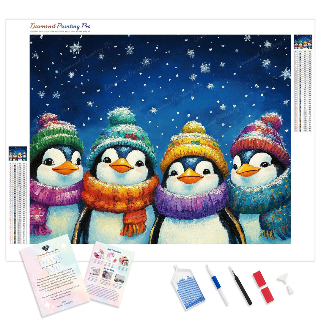 Penguin Pals Diamond Painting Kit - Full Drill / Square or Round Diamonds with AB Drills Option