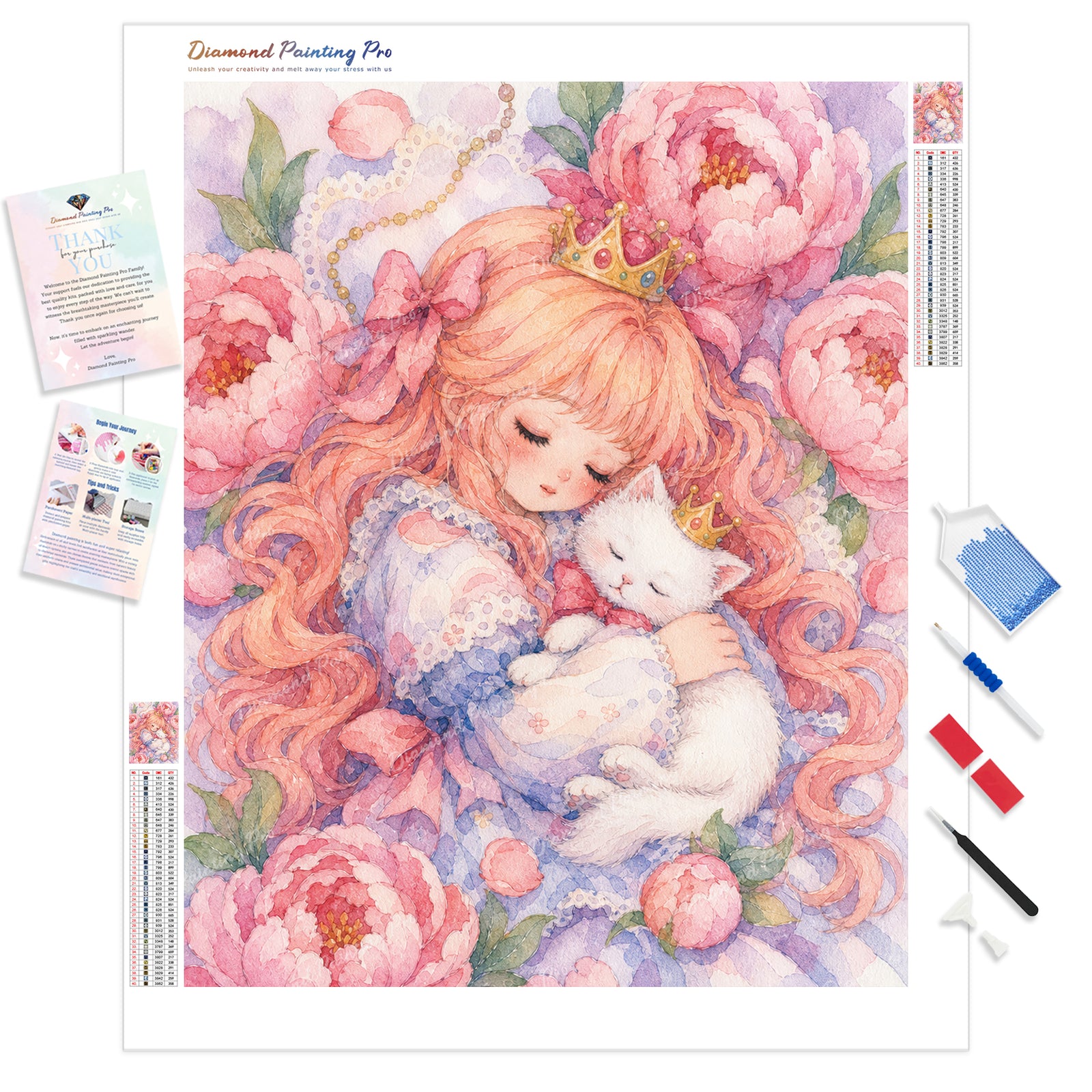 Peony Dreams Diamond Painting Kit - Full Drill / Square or Round Diamonds with AB Drills Option
