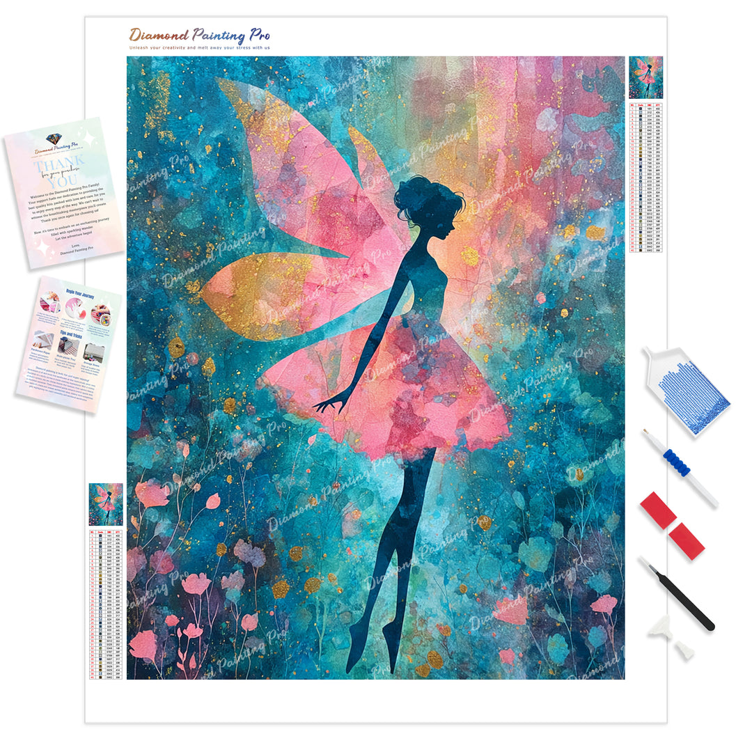 Pink Fairy Ballerina Diamond Painting Kit - Full Drill / Square or Round Diamonds with AB Drills Option