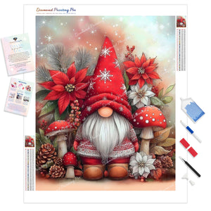 Poinsettia Xmas Gnome | Diamond Painting
