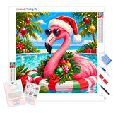 Poolside Flamingo Diamond Painting Kit - Full Drill / Square or Round Diamonds with AB Drills Option