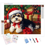 Puppy's Christmas Diamond Painting Kit - Full Drill / Square or Round Diamonds with AB Drills Option