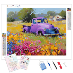 Purple Truck Meadow | Diamond Painting