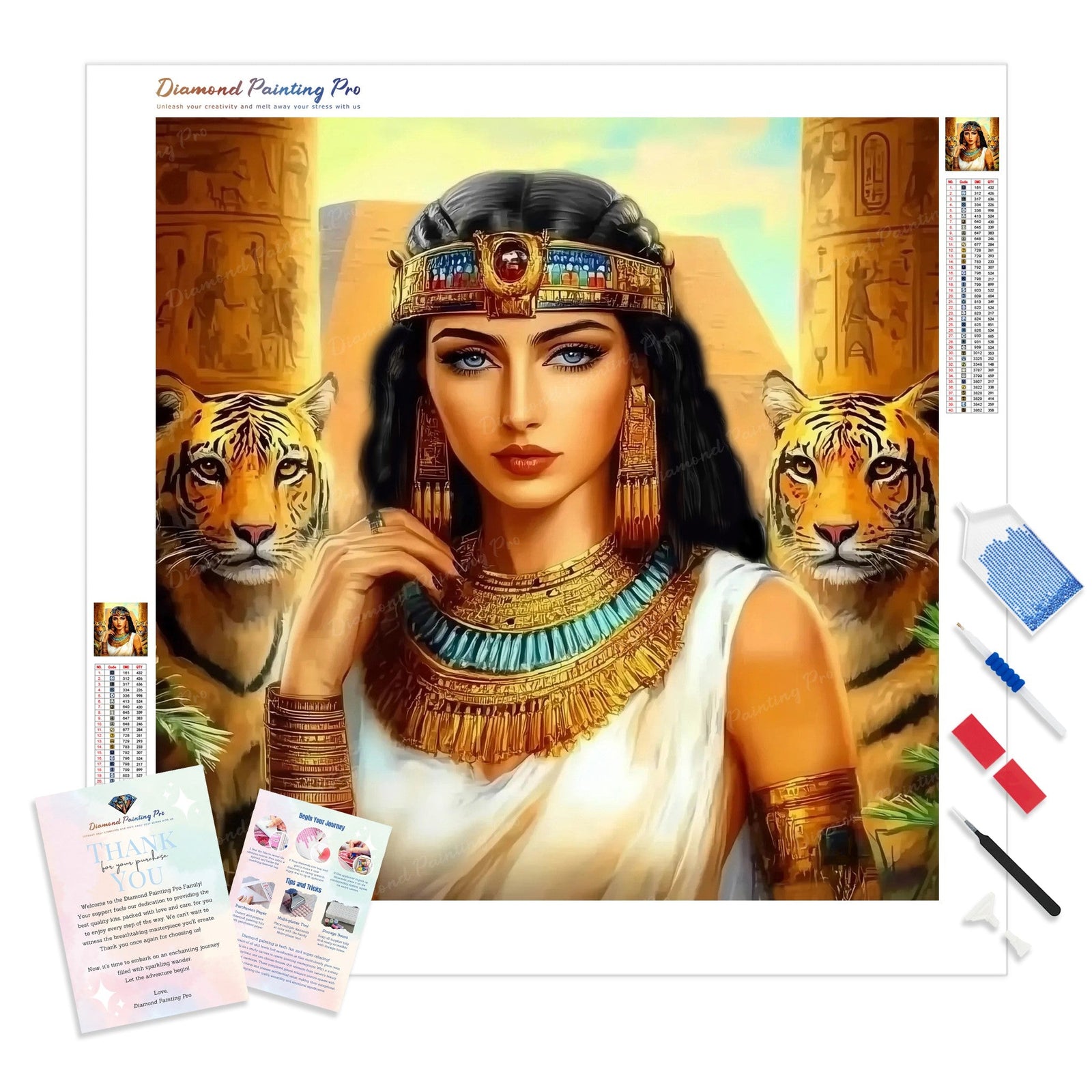 Queen of the Nile Diamond Painting Kit - Full Drill / Square or Round Diamonds with AB Drills Option