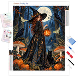 Red-Haired Witch Diamond Painting Kit - Full Drill / Square or Round Diamonds with AB Drills Option