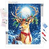 Reindeer's Christmas Eve Diamond Painting Kit - Full Drill / Square or Round Diamonds with AB Drills Option