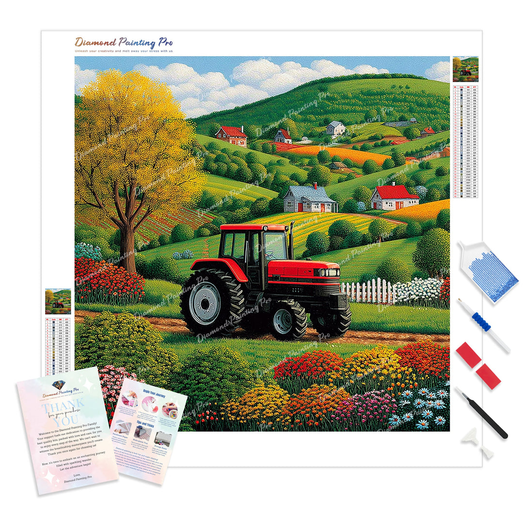 Rolling Hills Harvest Diamond Painting Kit - Full Drill / Square or Round Diamonds with AB Drills Option
