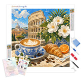Roman Breakfast Diamond Painting Kit - Full Drill / Square or Round Diamonds with AB Drills Option