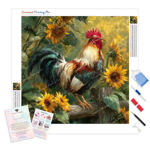 Rooster and Sunflowers | Diamond Painting