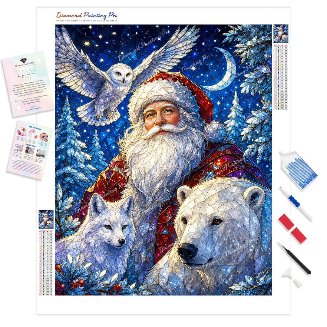 Santa and Polar Kingdom Diamond Painting Kit - Full Drill / Square or Round Diamonds with AB Drills Option