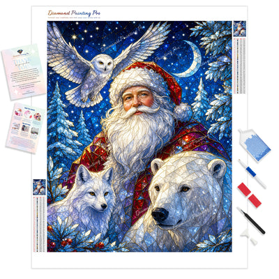 Santa and Polar Kingdom Diamond Painting Kit - Full Drill / Square or Round Diamonds with AB Drills Option