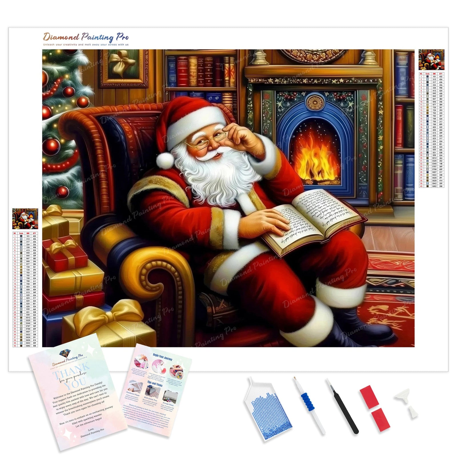 Santa's Story Time Diamond Painting Kit - Full Drill / Square or Round Diamonds with AB Drills Option