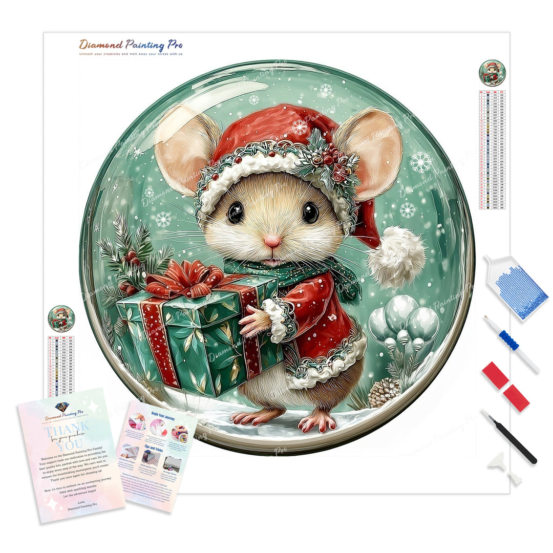 Santa's Tiny Helper Diamond Painting Kit - Full Drill / Square or Round Diamonds with AB Drills Option