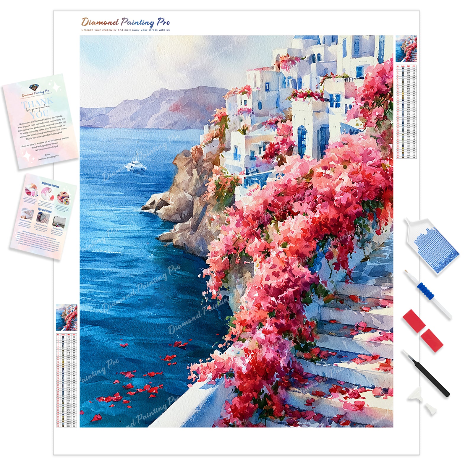 Sapphire Coastline Diamond Painting Kit - Full Drill / Square or Round Diamonds with AB Drills Option