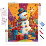 Snowman Fiesta Diamond Painting Kit - Full Drill / Square or Round Diamonds with AB Drills Option