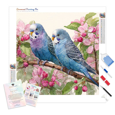 Songbirds in Bloom Diamond Painting Kit - Full Drill / Square or Round Diamonds with AB Drills Option