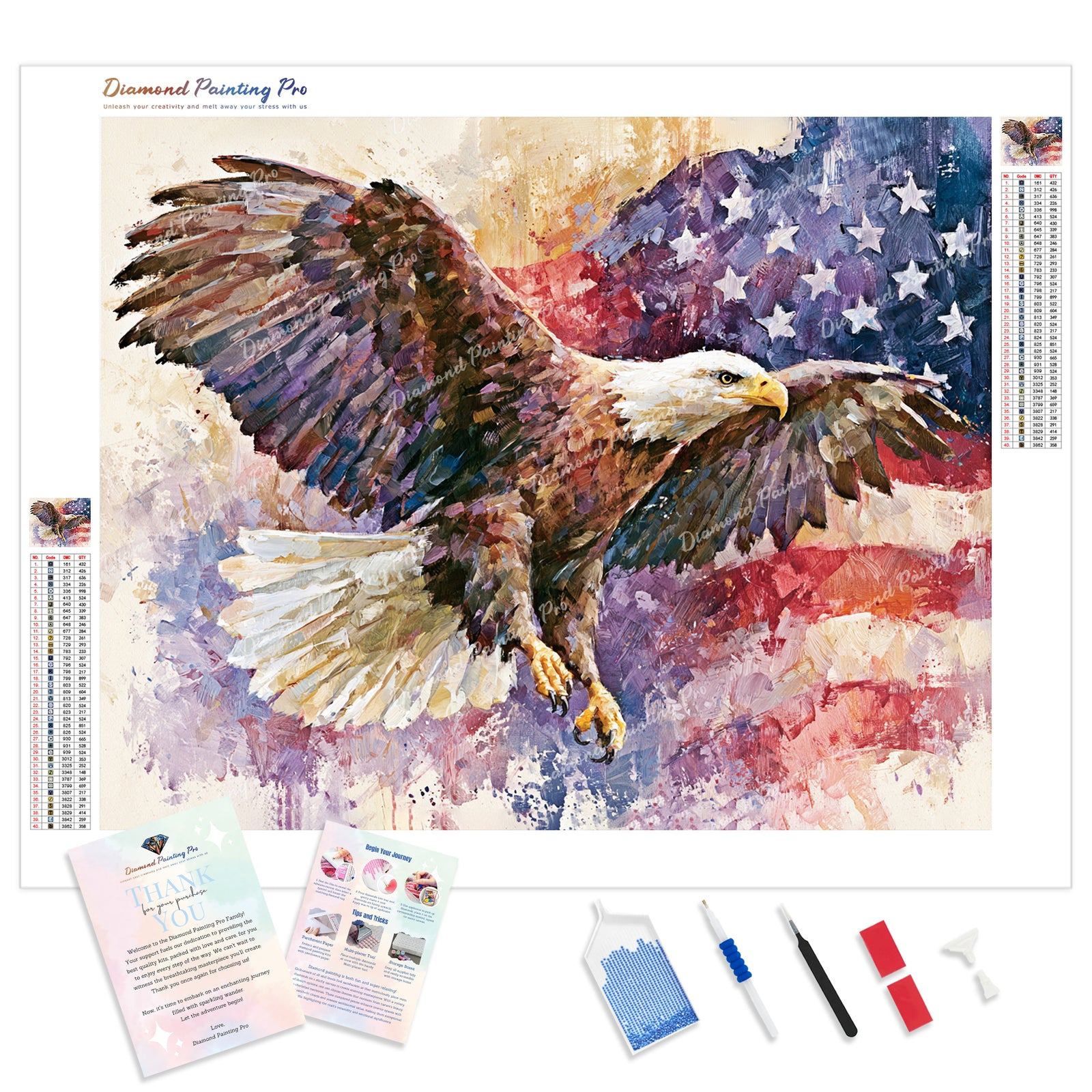 Sovereign Eagle Diamond Painting Kit - Full Drill / Square or Round Diamonds with AB Drills Option