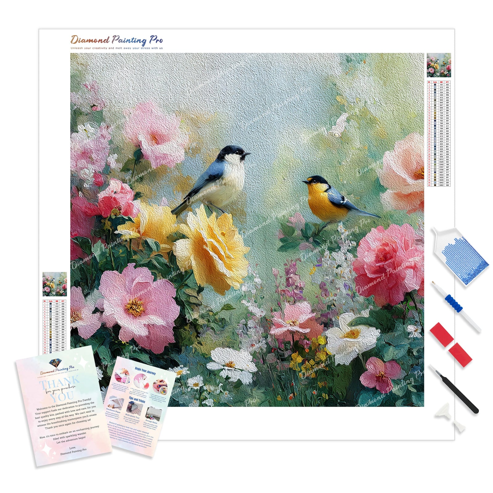 Springtime Companions Diamond Painting Kit - Full Drill / Square or Round Diamonds with AB Drills Option