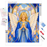 Stained-Glass Angel Diamond Painting Kit - Full Drill / Square or Round Diamonds with AB Drills Option