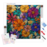 Stained-Glass Petals Diamond Painting Kit - Full Drill / Square or Round Diamonds with AB Drills Option