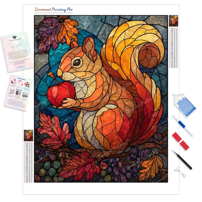 Stained Glass Possum Diamond Painting Kit - Full Drill / Square or Round Diamonds with AB Drills Option