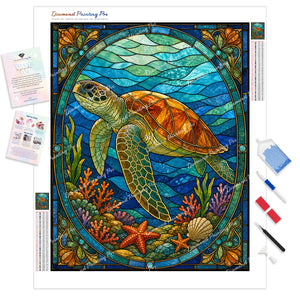 Stained-Glass Sea Turtle | Diamond Painting