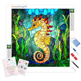 Stained Glass Seahorse | Diamond Painting Kit - Full Drill - Square or Round Diamonds with AB Drills Option