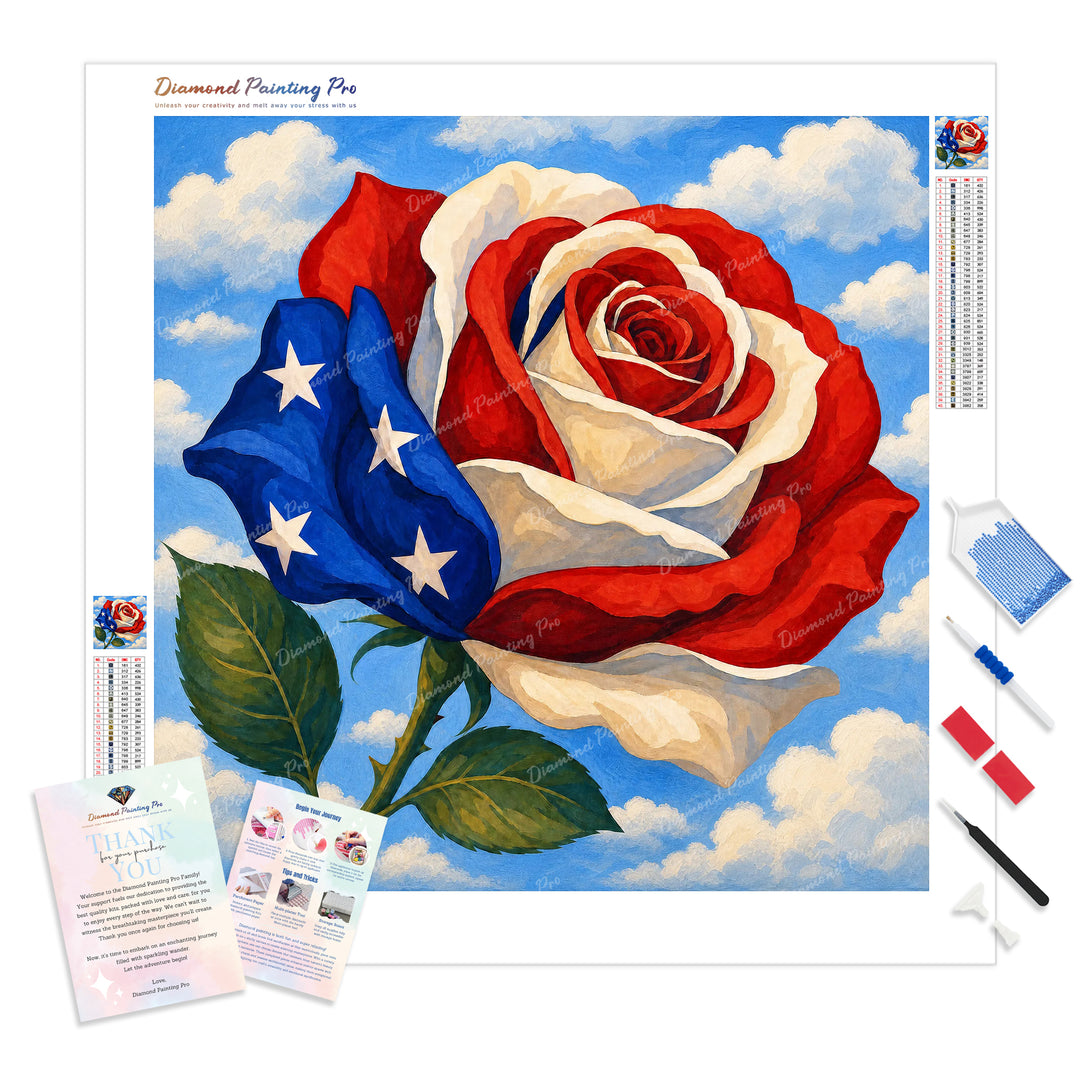 Star-Spangled Blossom Diamond Painting Kit - Full Drill / Square or Round Diamonds with AB Drills Option