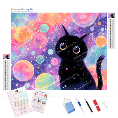 Stardust and Whiskers Diamond Painting Kit - Full Drill / Square or Round Diamonds with AB Drills Option