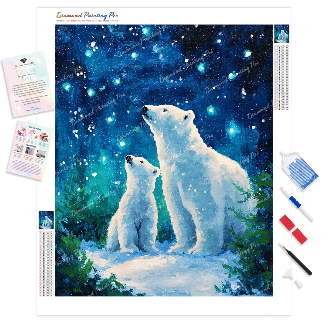 Starry Night Polar Diamond Painting Kit - Full Drill / Square or Round Diamonds with AB Drills Option